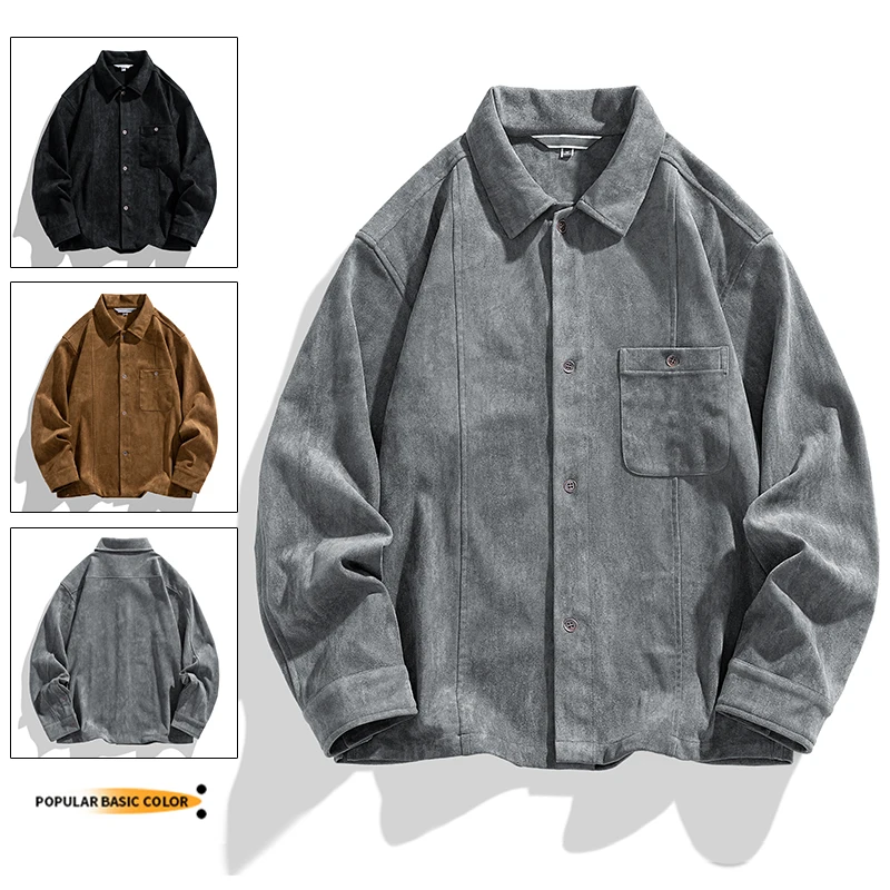 Fashion Lapel Spliced Pockets Casual Solid Color Shirts Men's Clothing 2024 Spring Summer New Loose Korean Tops All-match Shirts
