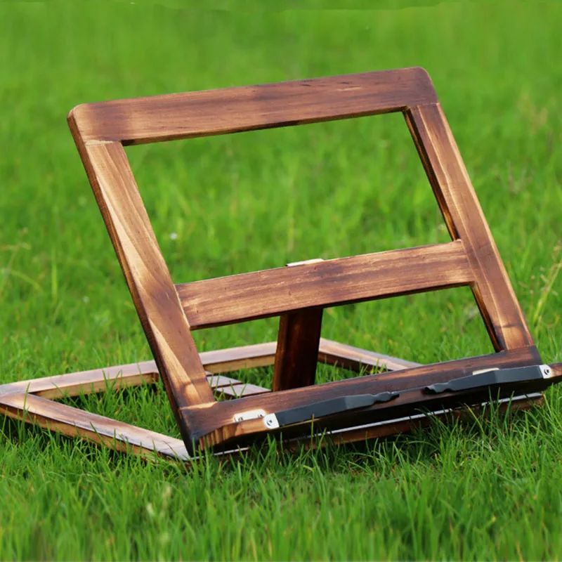 Easy Reading Folding Wooden Pine Frame Reading Bookshelf Book Bracket Tablet PC Support Stand Table Magazine Holder