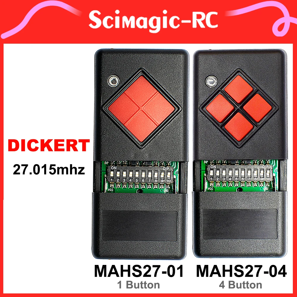 2 styles.dickert MAHS27-01 MAHS27-04 27.015 mhz Remíz Zárkózott vezérlő számára DICKERT 27mhz Vörös biliárdgolyó gomb Hordható Adóállomás