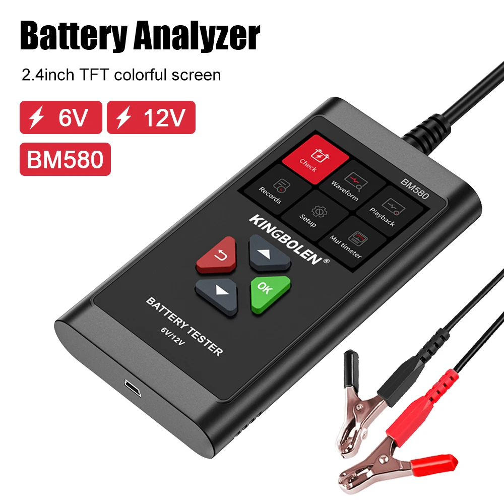 CCA Circut Analyzer Car Battery Tester BM580 For Wet/GEL/Lead-acid Battery 12V 6V Auto Accessories Charging Cranking Test 2