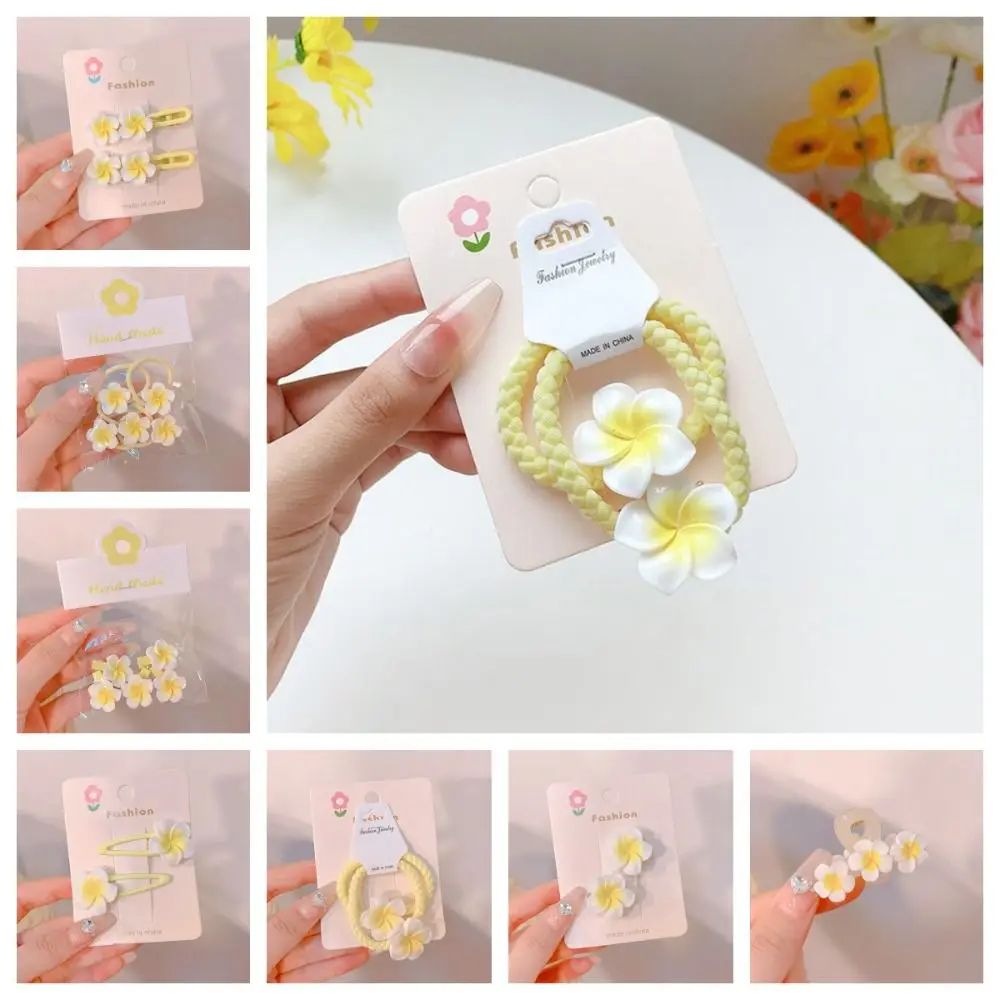 Corda Per Capelli Plumeria Flower Hair Clip Clip Per Capelli Tradizionale Flower Barrette Yellow Mini Hair Claw Egg Flower Bb Clip Vita Quotidiana