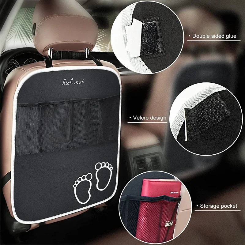 Car Kick Mat Baby Kids Anti-Kick Mat Pad Car Seat Protector Black Back Seat Cover for Child Waterproof Protection 1 Pack