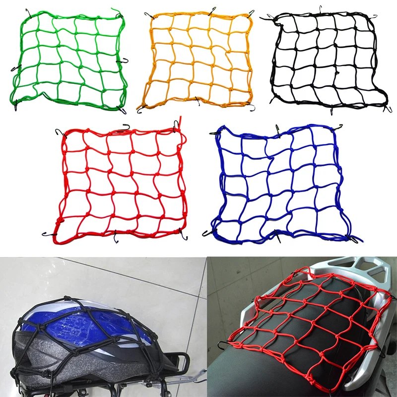 30x30cm 40x40cm Motorcycle 6 Hooks Elastic Bungee Net Motorcycle Storage Helmet Tank Luggage Hook Mesh Motorcycle Accessories