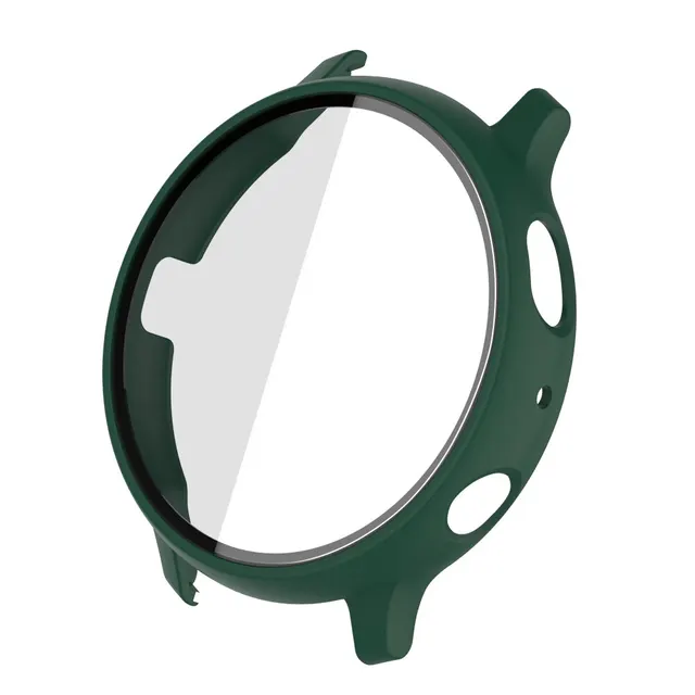 PC Hard Case for Samsung Galaxy Active 2 44mm 40mm Bumper Full Around Glass+ Screen Protector Cover for Galaxy Watch Active 2 Army Green