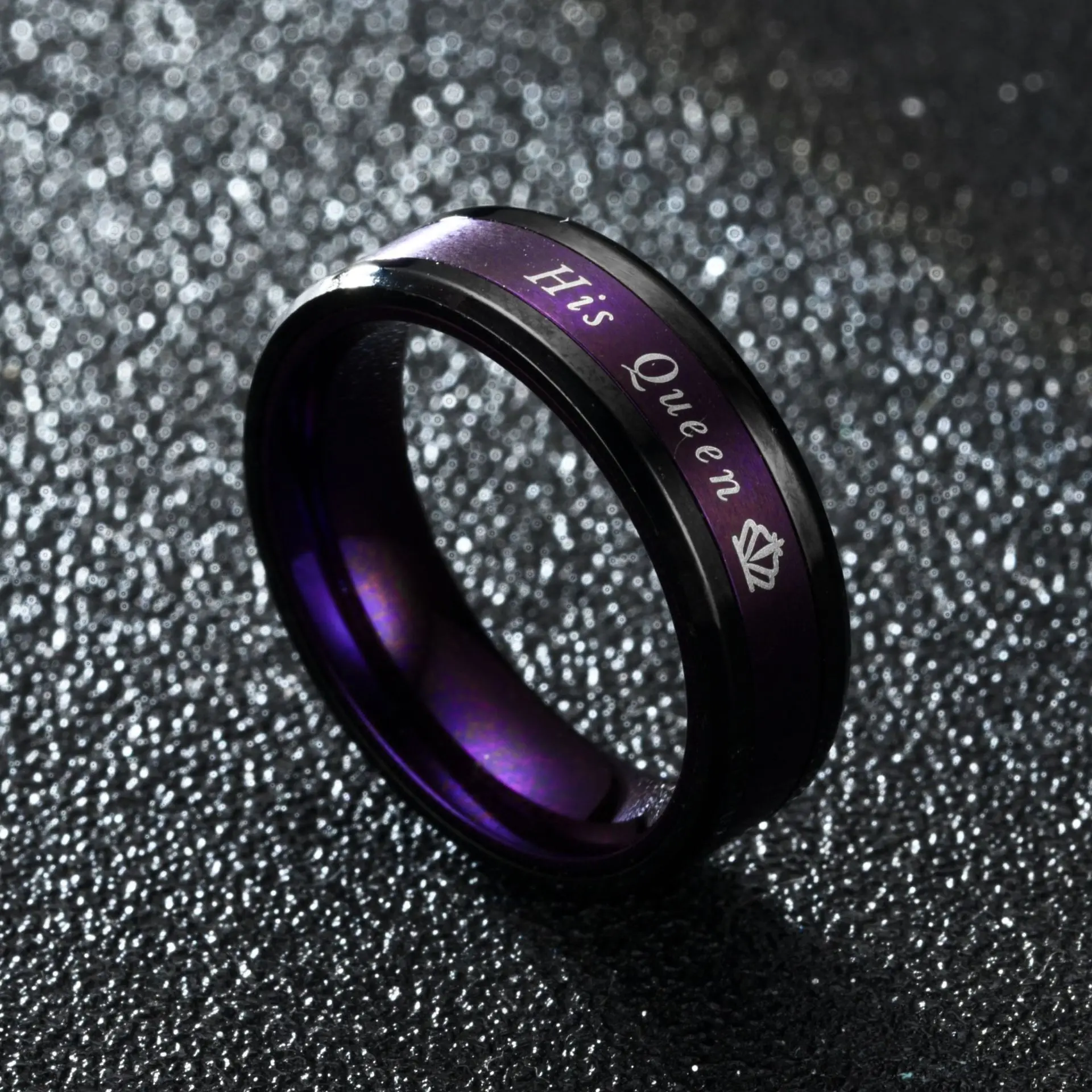 Couple Rings Her King His Queen Stainless Steel for Women Men Crown Romantic Anniversary Wedding Bands Jewelry Gifts