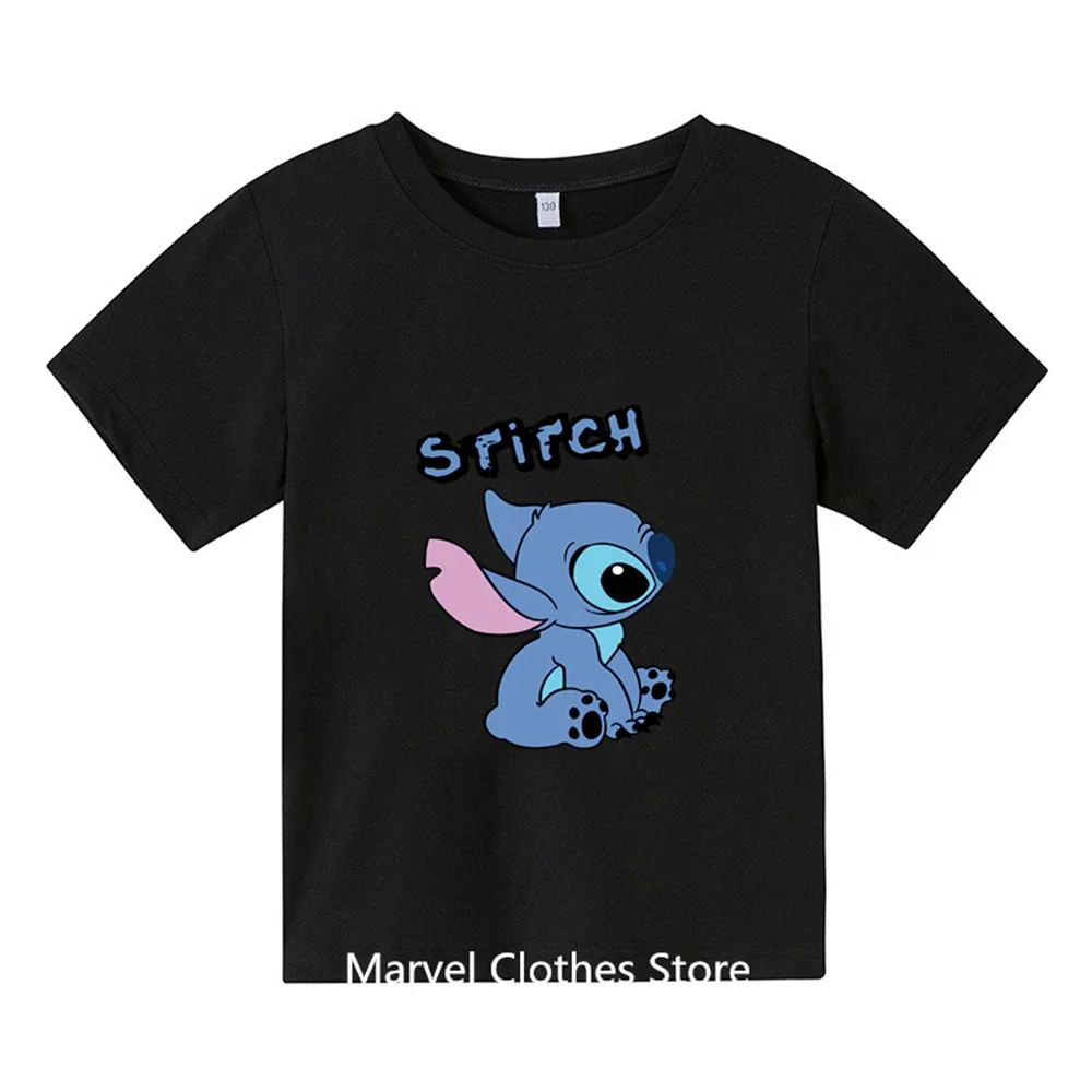 thumbnail image 1 of Lilo Stitch Anime Verano Múltiples Moda Niño Niña Camisetas de Algodón Niños Casual Manga Corta Estampado Patrón Niño Camiseta, 1 of 4