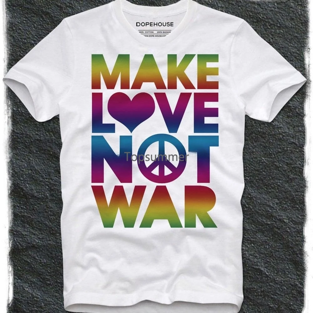 

T Shirt Make Love Not War Peace Freedom Rainbow Flag Lgbt Yoko Ono Hippie Woodstock