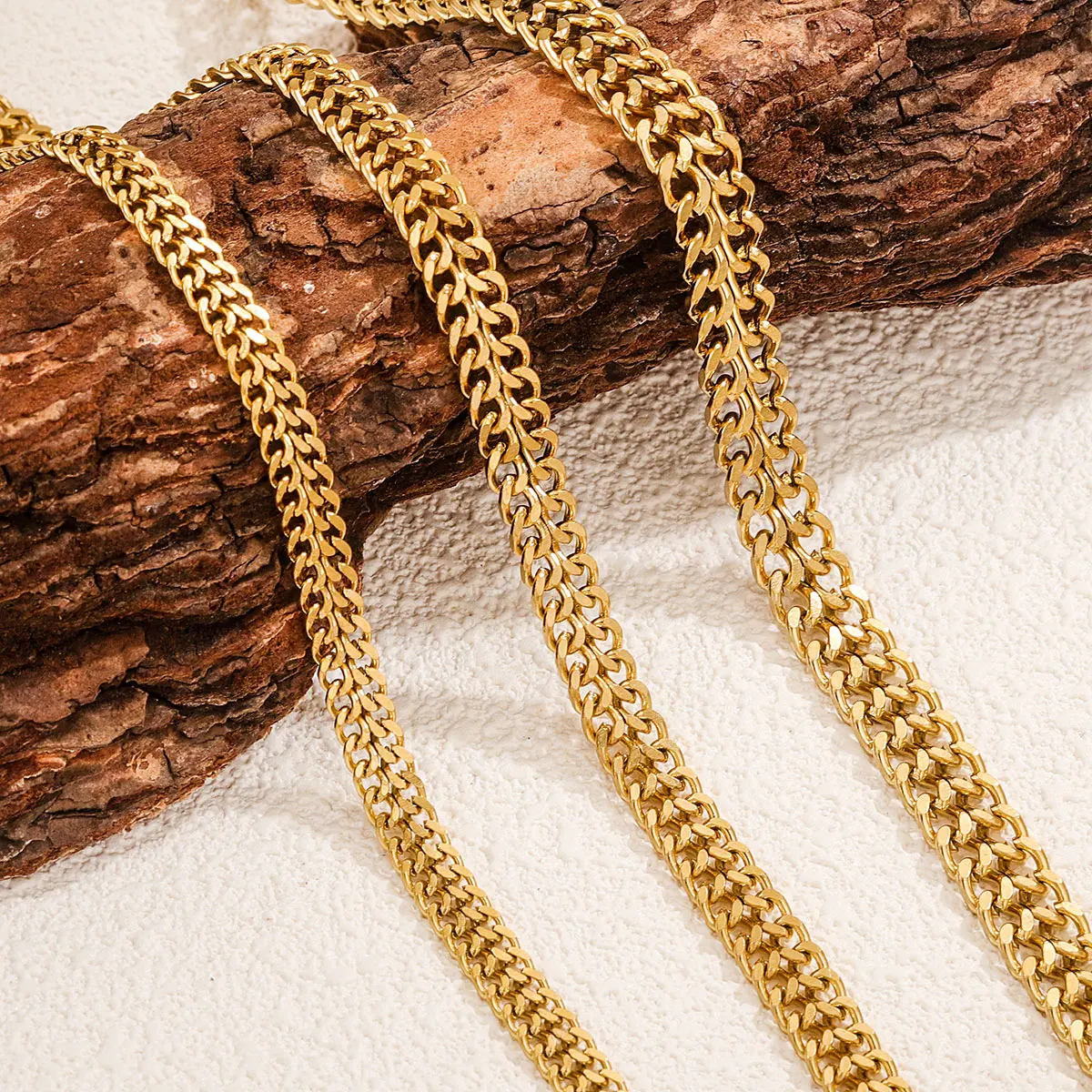 1 Meter  Stainless Steel 2 in 1 Cuban Edge Embossing Figaro Flat Chains for Vintage Necklace Making Jewelry Supplies Bracelet
