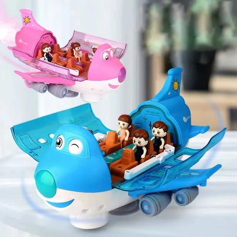 

360° Rotating Electric Plane Airplane Toys For Kids Bump And Go Action Toddler Toy Plane With LED Flashing Light Sound
