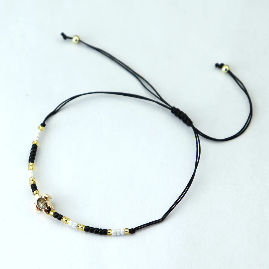 Handmade Macrame Seed Beads Turtle Bracelet for Women