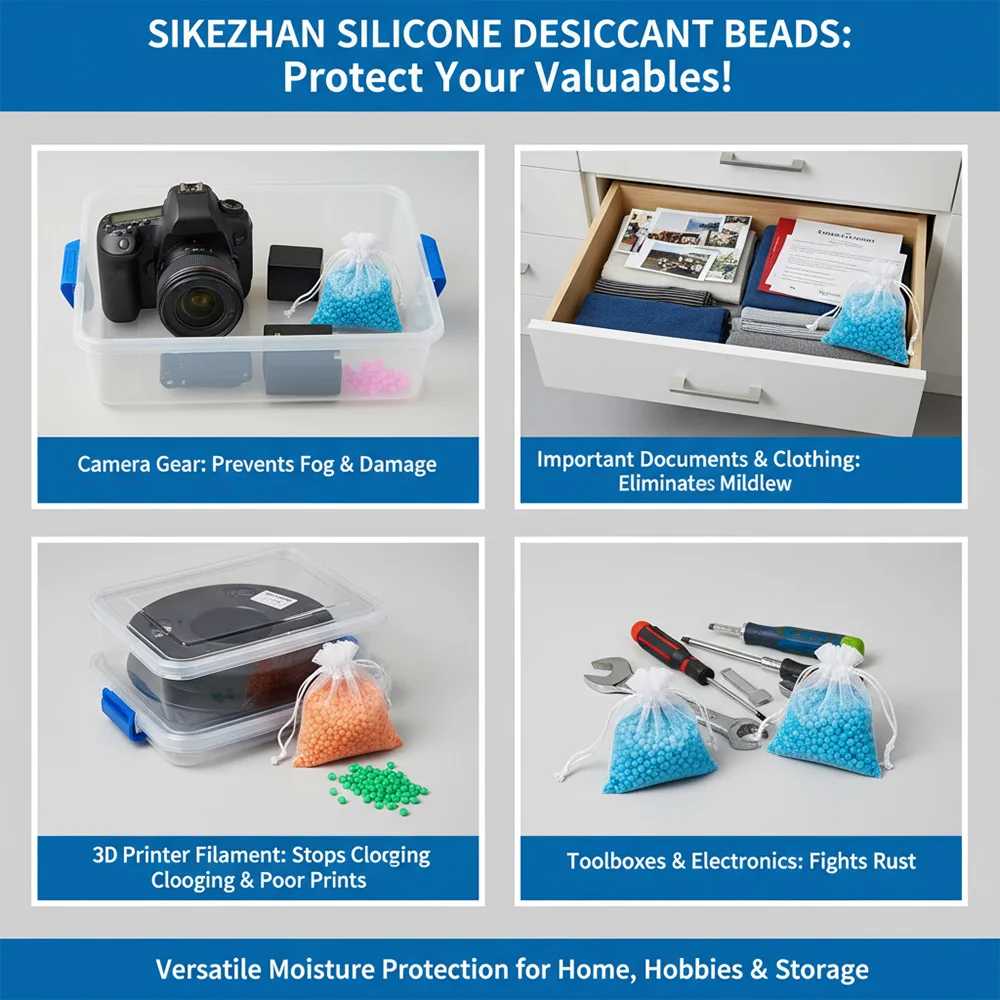 Reusable Silica Gel Desiccant Beads for 3D Printer Filament, Color Changing Moisture Absorber with Bags for Spool Dry Box — view 4