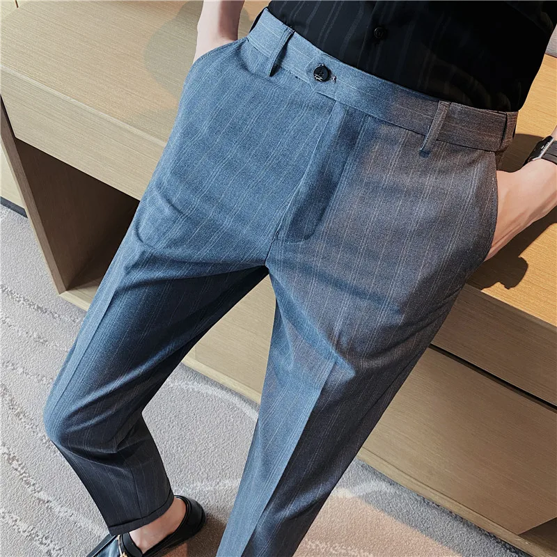 

2024Spring Pants Men Korean Style Slim Casual Suit Pants High Quality Business Formal Office Social Straight Trousers Streetwear