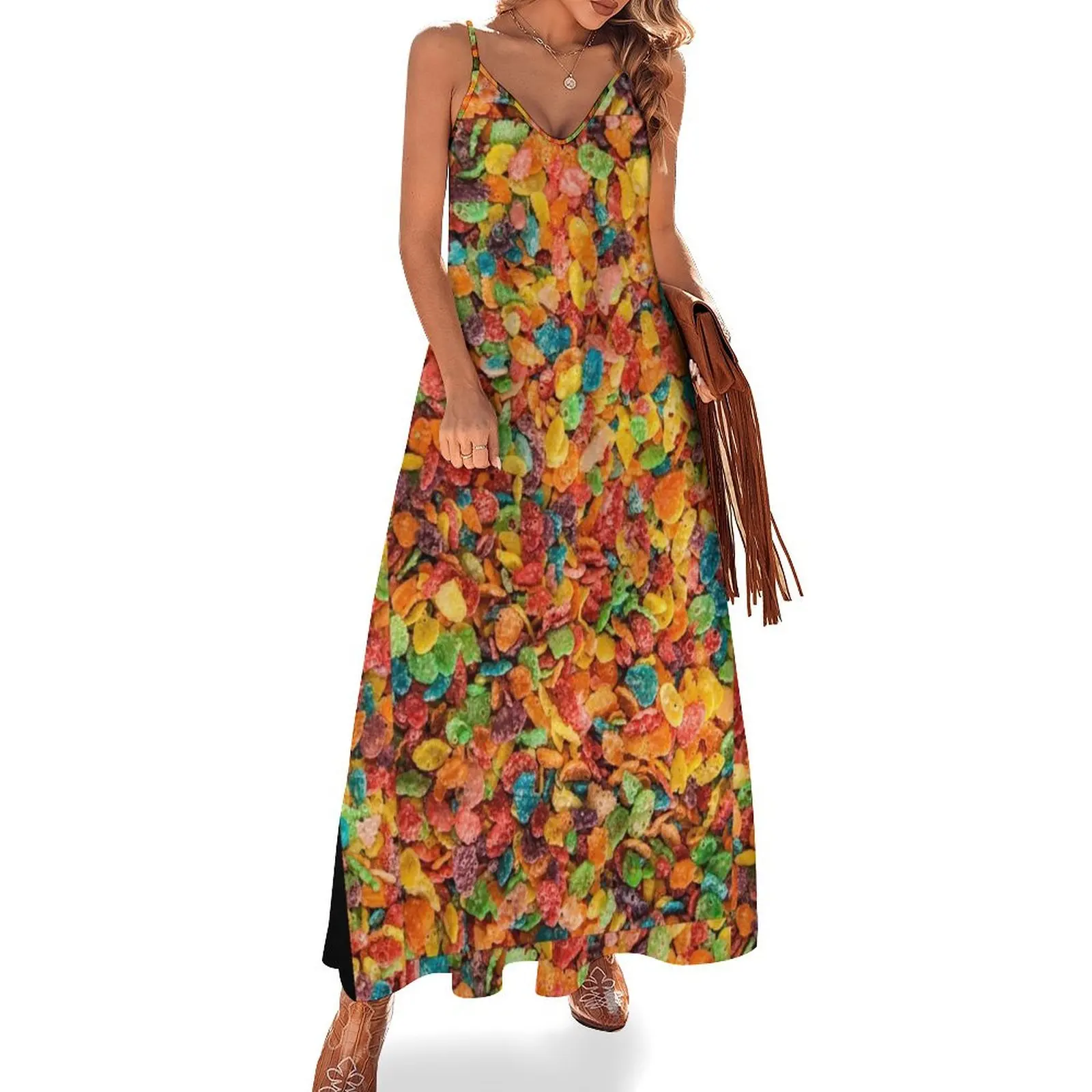 

Платье без рукавов с фруктовой галькой, Платья для особых случаев, Женский Летний комбинезон