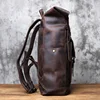 NZPJ Vintage Genuine Leather Men's Backpack Crazy Horse Leather Computer Bag Natural Top layer Cowhide Backpack Travel Bag 4