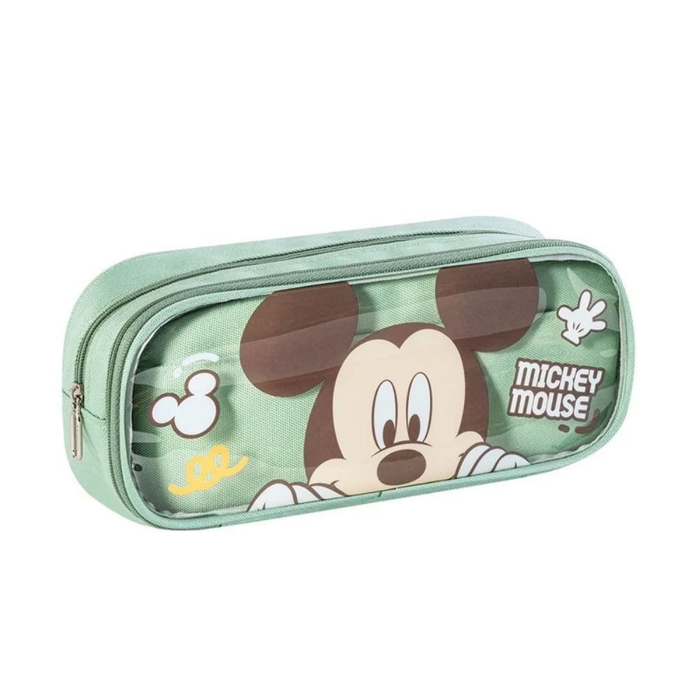 MINISO Disney Stitch Pen Bag Double Transparent Stationery Box Cartoon Large Capacity Pencil Storage Bag Student gift pencil cases