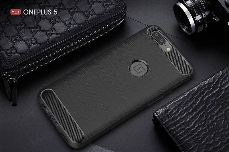 Brushed Carbon Fiber Soft Silicone TPU Skin Back Cover Phone Case