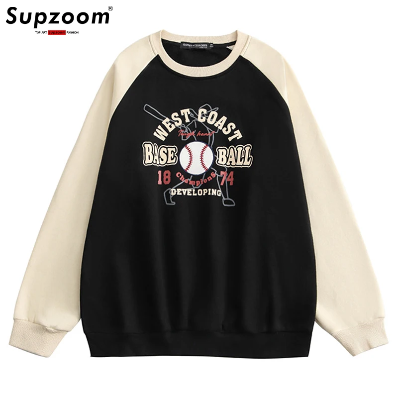  New Arrival Men Sweatshirt None Brand Top Fashion Casual Cotton O-neck Print Embroidery Patchwork Loose Baseball