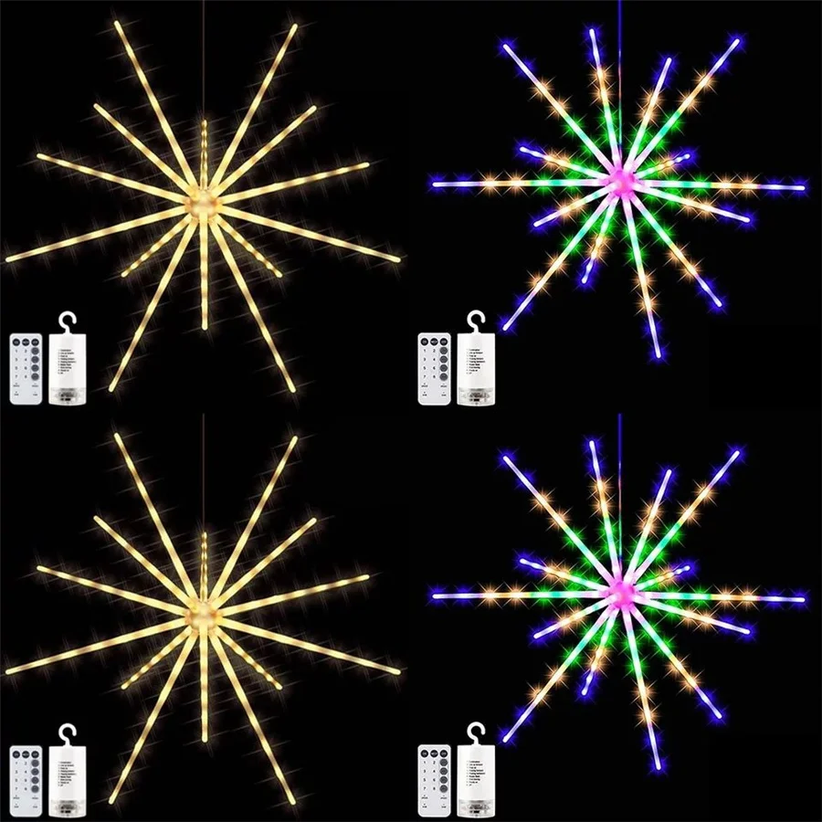 

2022 Starburst Firework String Lights 112LED Timing Christmas Fairy Lights Party Wedding Decoration Garden Hanging Garland Lamp