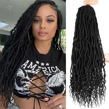 1/3/8 Packs Faux Locs Crochet Hair Curly Ends 14-30 Inch Soft Locs Crochet Dreads Boho Braids Crochet Faux Locs Synthetic Hair 1