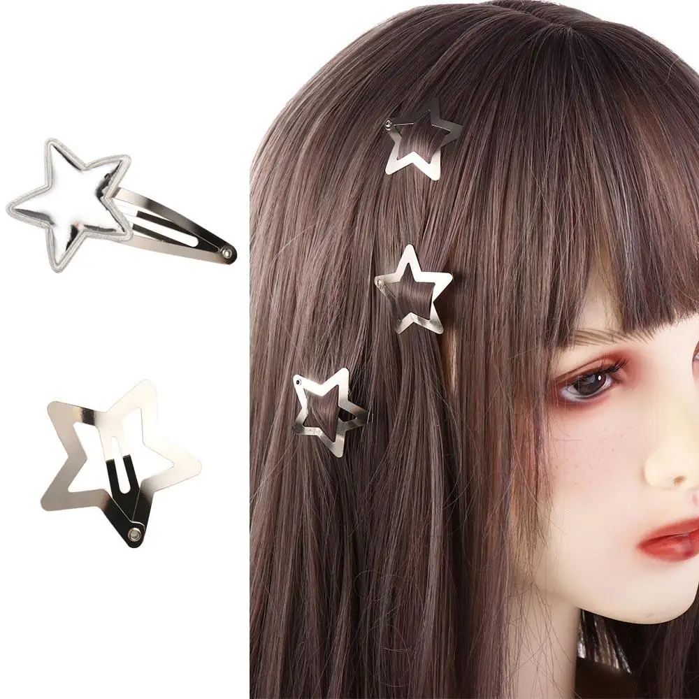 10Pcs Unique Alloy Stars Hairpin Summer Cool Punk Korean BB Clip Y2K Fashion Versatile Personality Hair Accessories Wholesale