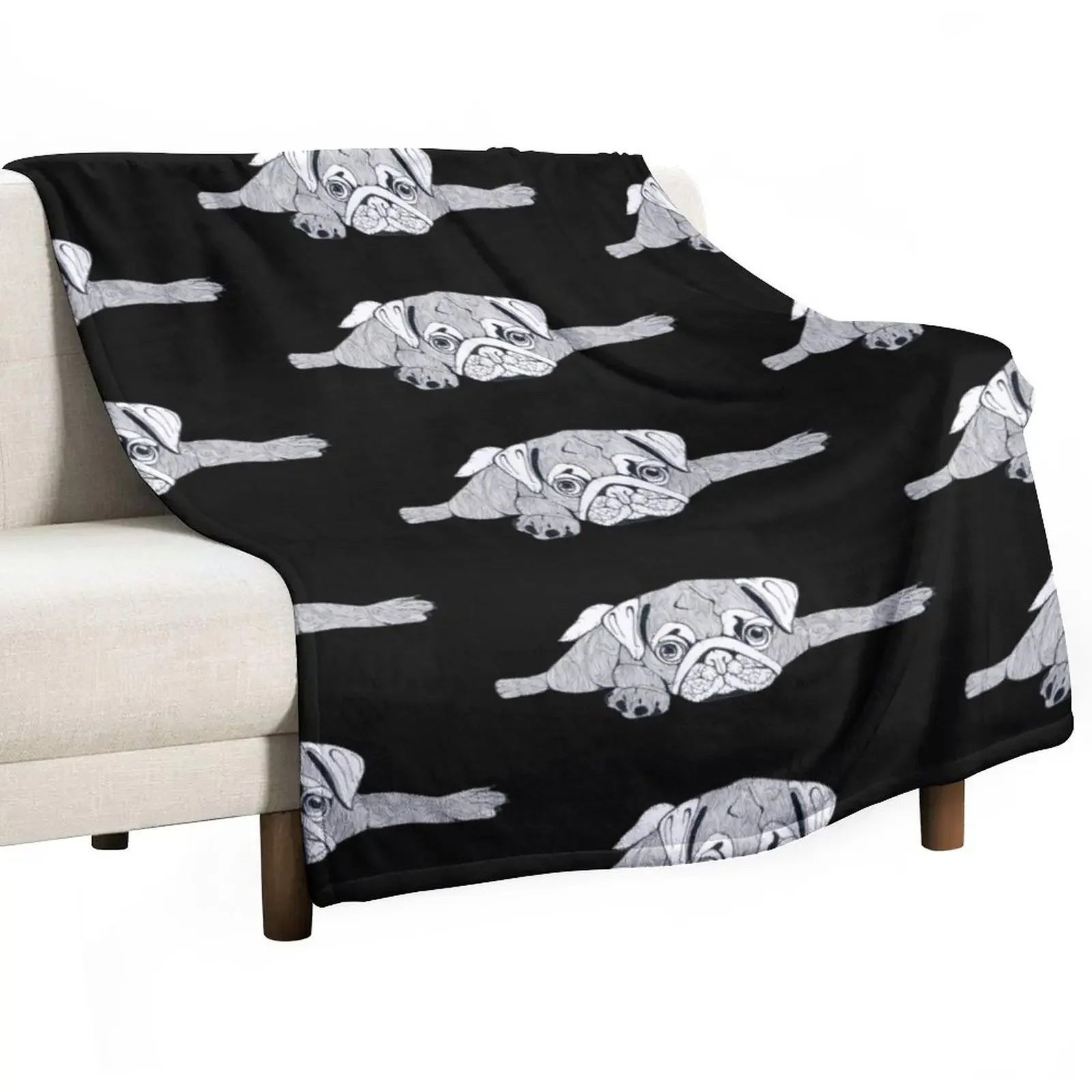 

Lazy Pug Throw Blanket Plaid Travel Summer Decorative Beds Blankets