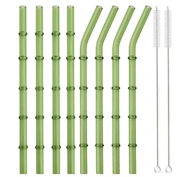 Eco - Friendly Reusable Glass Straws Set - Ideal for Smoothies, Milkshakes, Tea, Juice, and Cocktails (8 Pieces) (Mix)