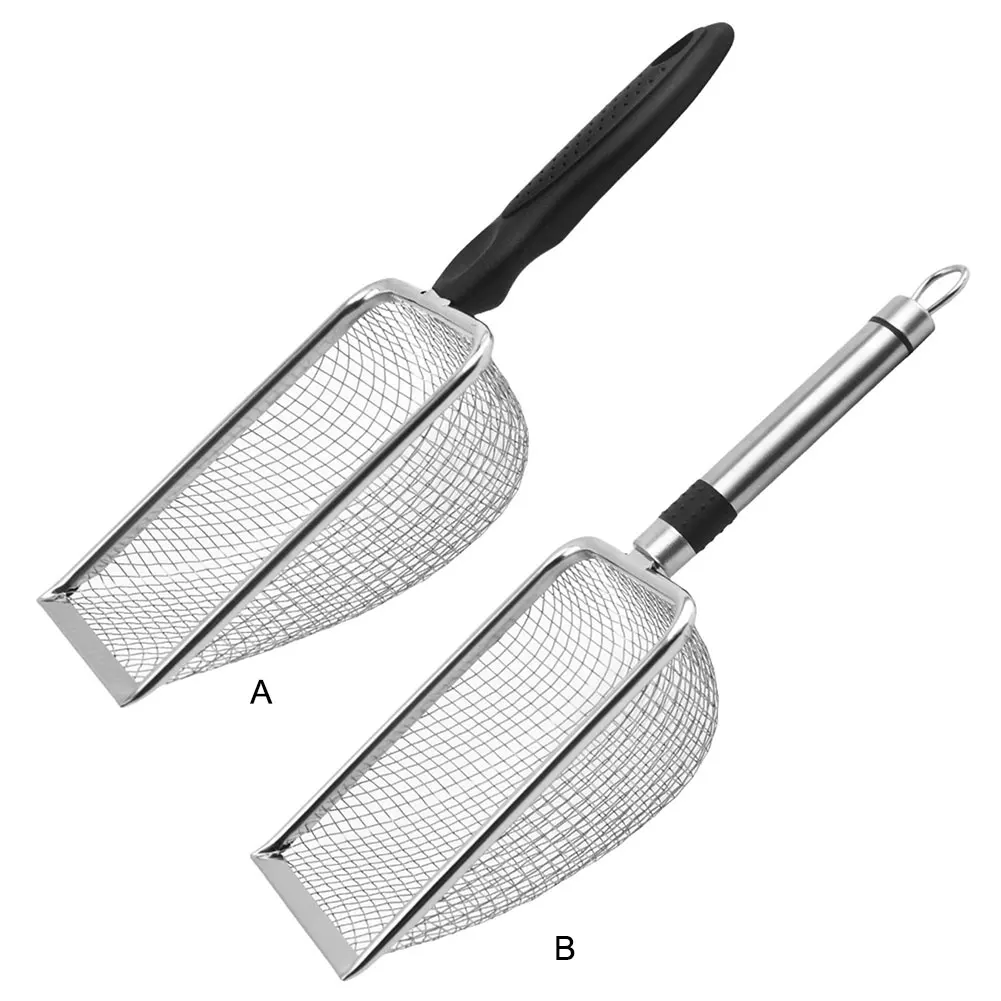 Stainless Steel Cat Litter Scoop – Fine Mesh Non-Stick Poop Shovel with Ergonomic Handle