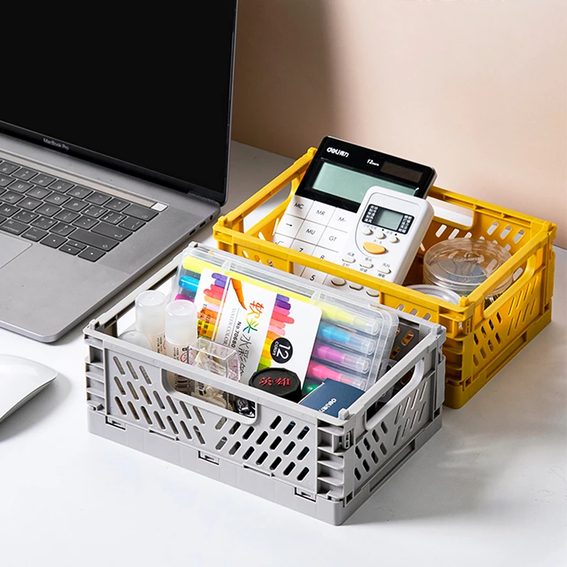 6 Styles Plastic Stackable Foldable Stationary Holder Simple Cute Student Office Desktop Storage Stationery Organizer
