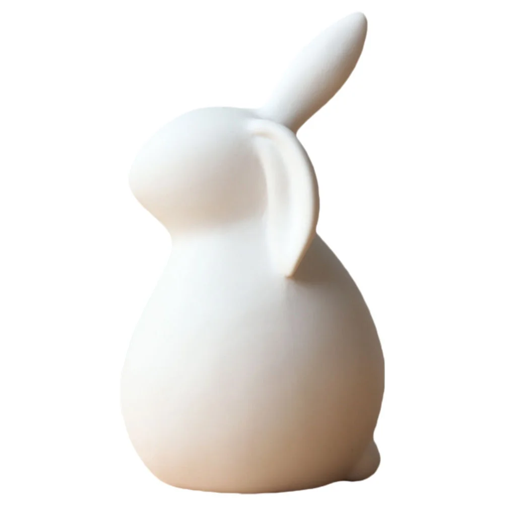 

1Pcs ceramic rabbit figurine Rabbit Ornament Chic Household Ceramic Decor Desktop ceramic bunny statue Props tabletop bunny