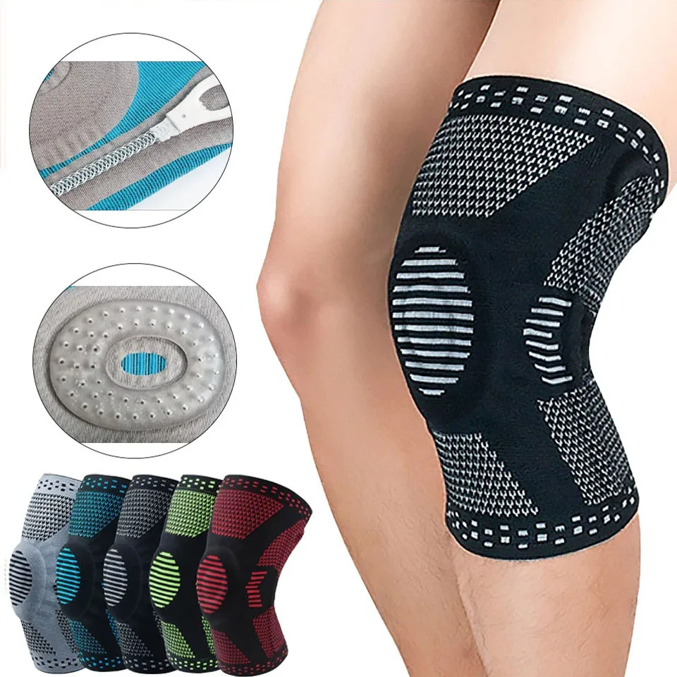 

Наколенники для спорта на открытом воздухе, эластичные компрессионные силиконовые, для мужчин и женщин, защитное снаряжение