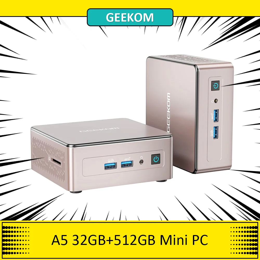 GEEKOM A5 Mini PC, AMD Ryzen 7 5800H 8 Cores Up to 4.40GHz