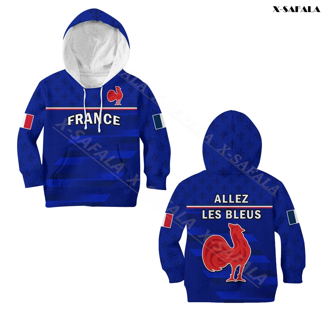 France Rugby Le XV De Sporty National 3D Print Zipper Hoodie Men Kids Pullover Sweatshirt Hooded Jersey Tracksuits Outwear