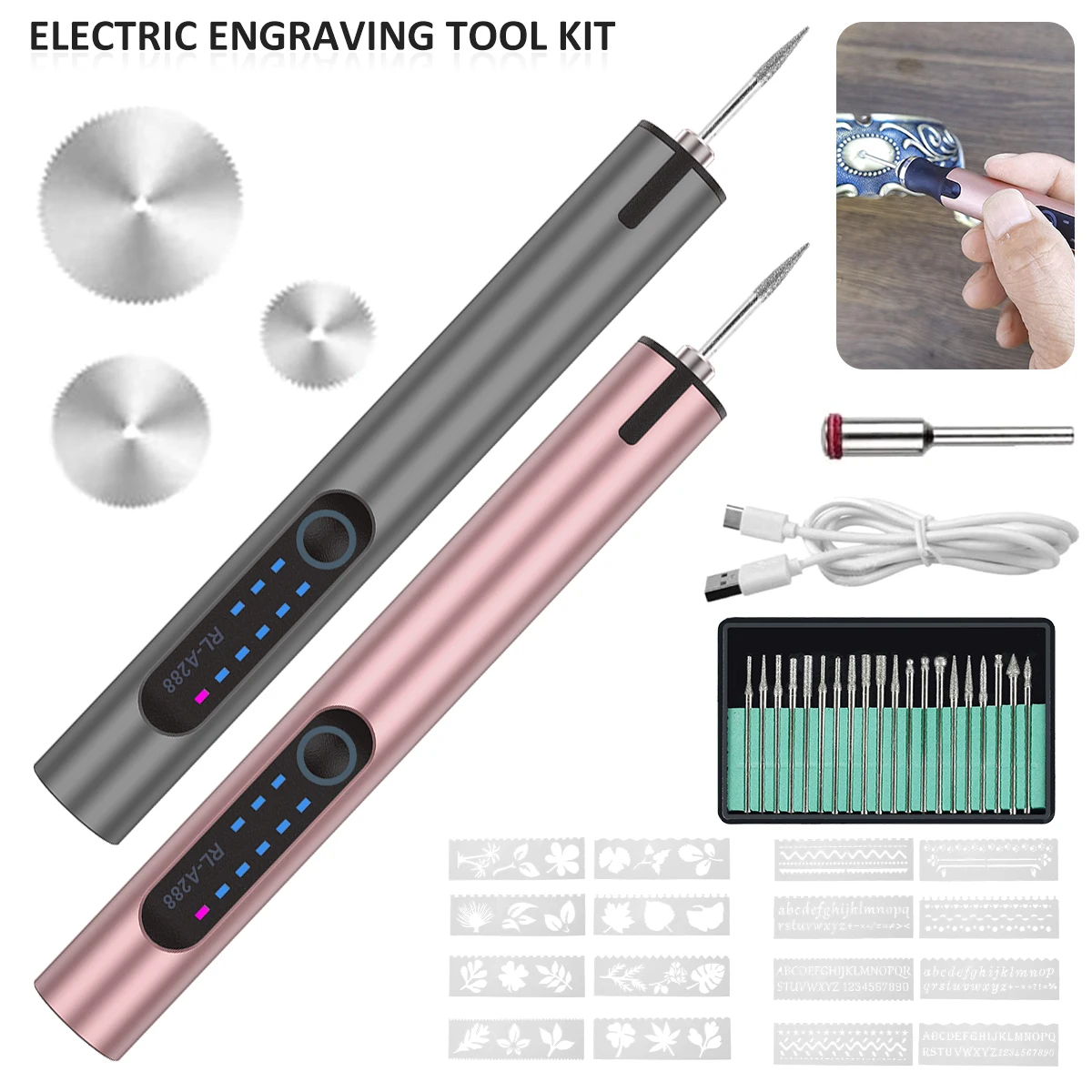 

Electric Engraving Pen Cordless Micro Carving Pen with 3 Adjustable Speed 500MHA Rechargeable Engraver Machine Wireless Etching