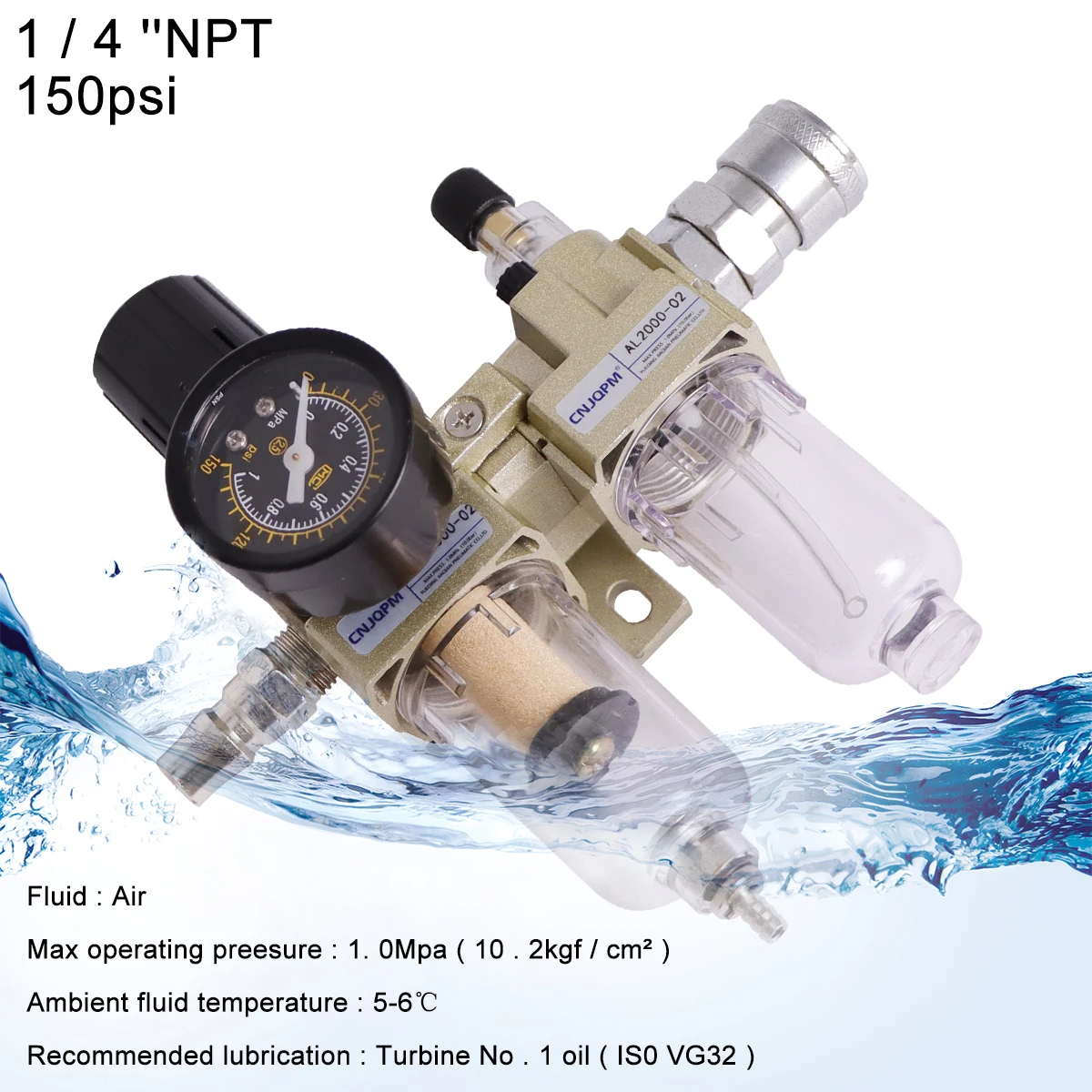 Air Pump Compressor Filter Regulator Trap Pneumatic Oil-Water Separator Pressure Manual Drainage Supply AC2010-02 SMC/AFC2000 afr2000 afc2000 g1 4 air filter regulator combination lubricator frl two union treatment oil water separation