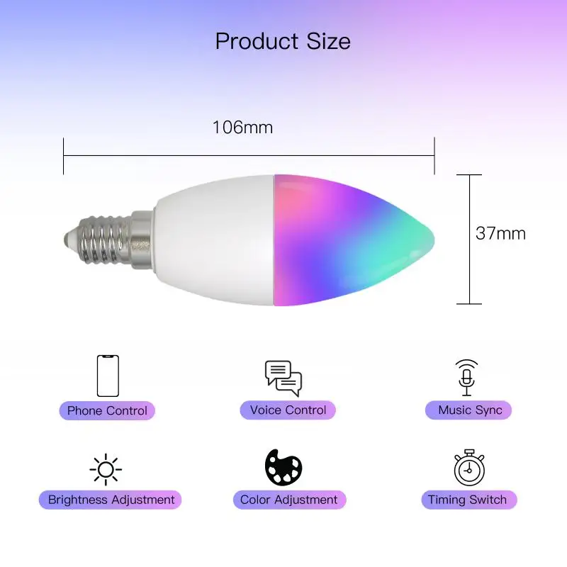 

2~10PCS Tuya Smart Wifi Candle Light Bulb Ac100-240v Ww E14 Led Light Bulb Alexa Lamp Google Home Yandex Alice Smartlife Wifi