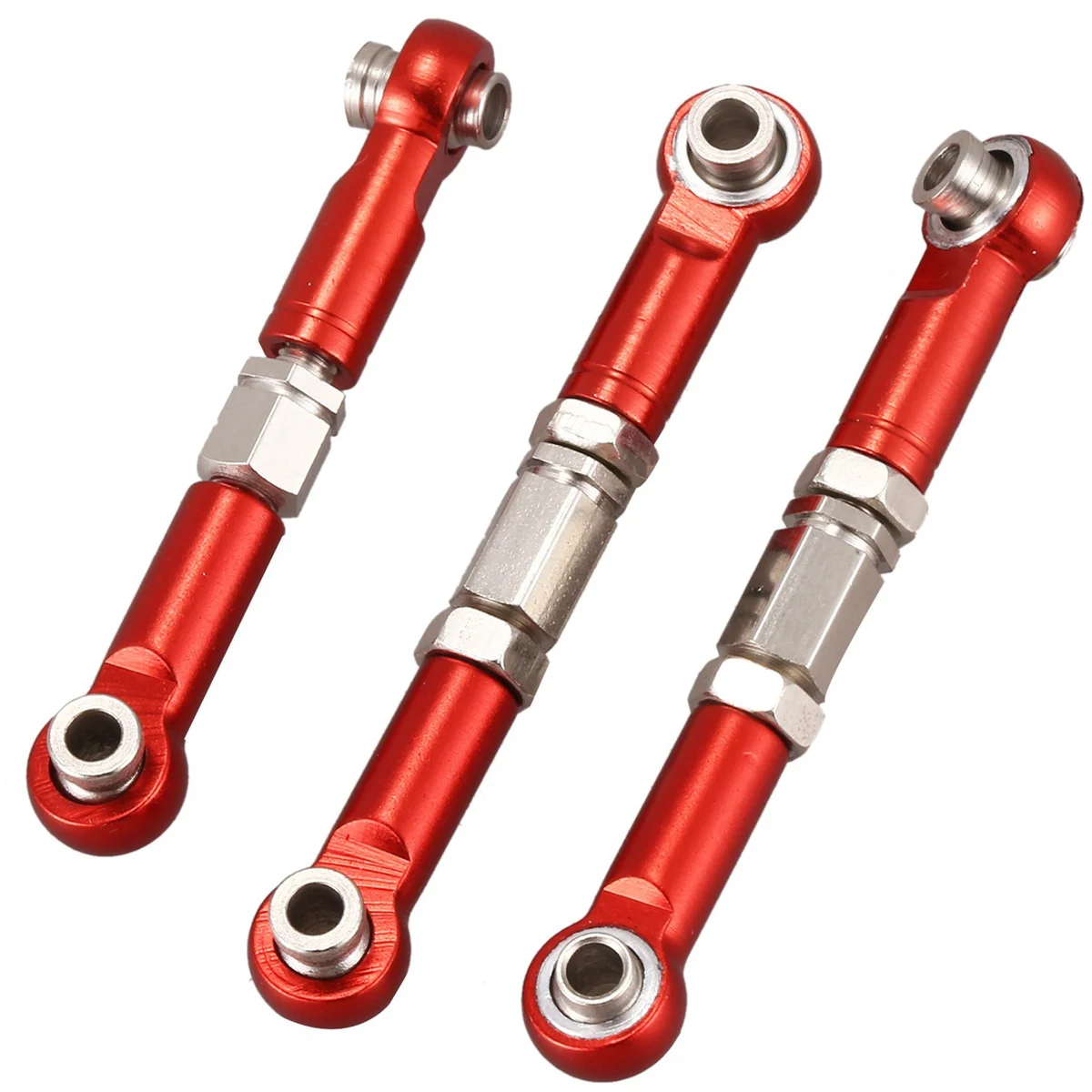BAAU 28x for 144001 1/14 RC Car Spare Parts Metal Linkage Servo Pull Rod Steering Tie Rod Set,Red