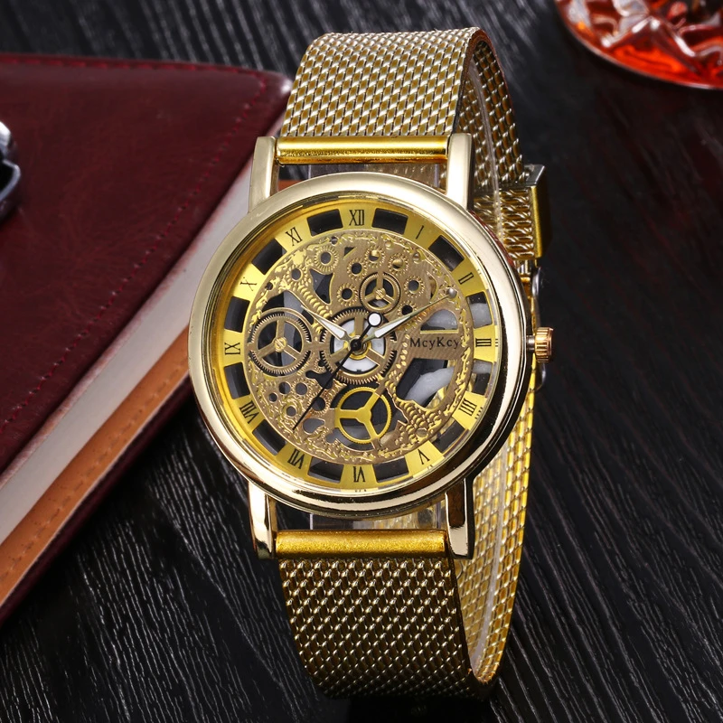 Luxury Mens Wrist Watches Silicone Strap Hollow Out Designer Roman Numerals Watch For Male Clocks