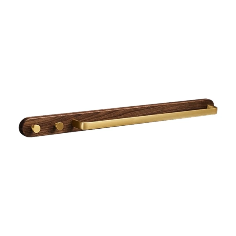 

Bathroom Towel Bar Wood Towel Rack with Metal Rod Wall Mounted Bath Hand Towel Holder Modern Home Decorations