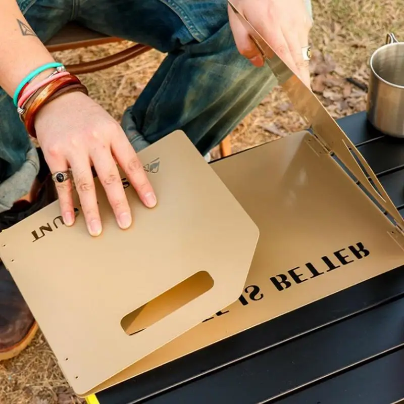 Folding Gas Stove Windshield Camping BBQ Burner Windscreen Stainless Steel Tri-fold Four-fold Cassette Stove Windproof Shield Stove Windscreen Camping Gas Stove Camping Stove Gas Stove Gas Burner Camping Stove Accessories