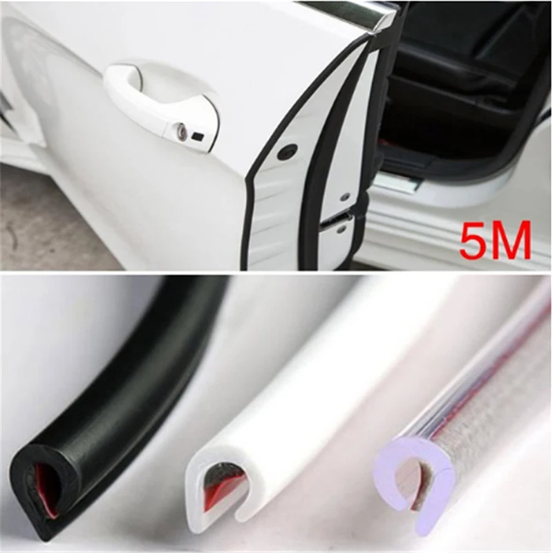 Car Door Edge Protector 5m Auto Universal Car Door Edge Rubber Scratch Protector Moulding Strip Protection Strips Sealing Anti-rub DIY Car-styling