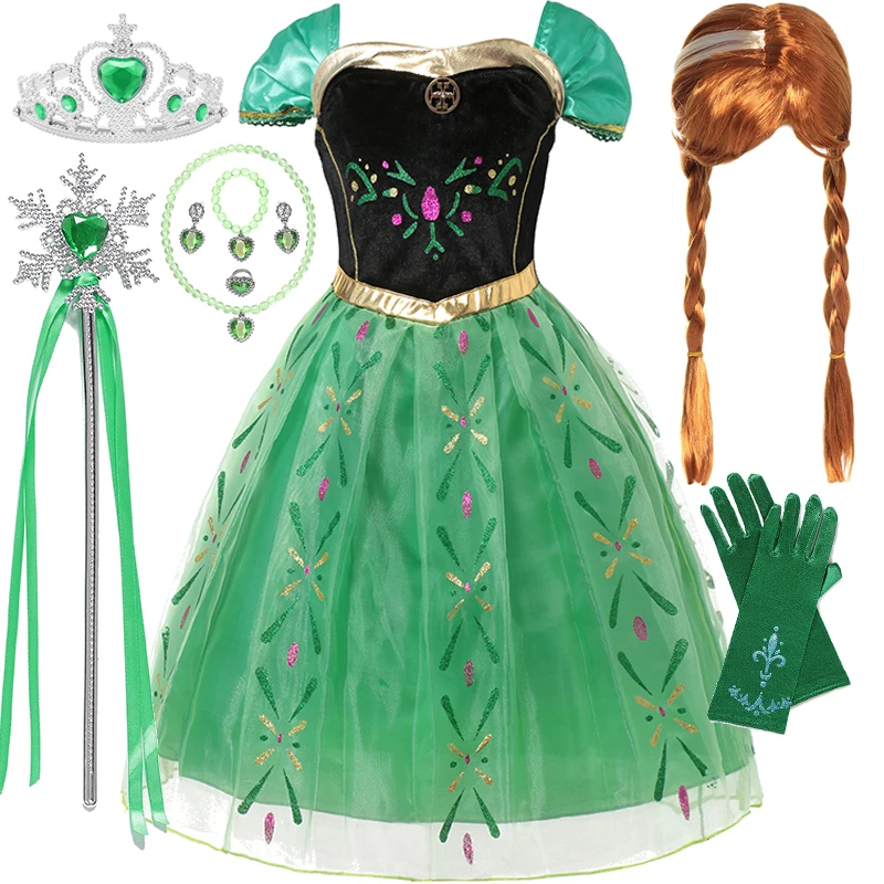

Платье принцессы «Холодное сердце» Disney, костюм для косплея для маленьких девочек, Эльза и Анна, костюм на Хэллоуин, одежда для ролевых игр, карнавала, дня рождения