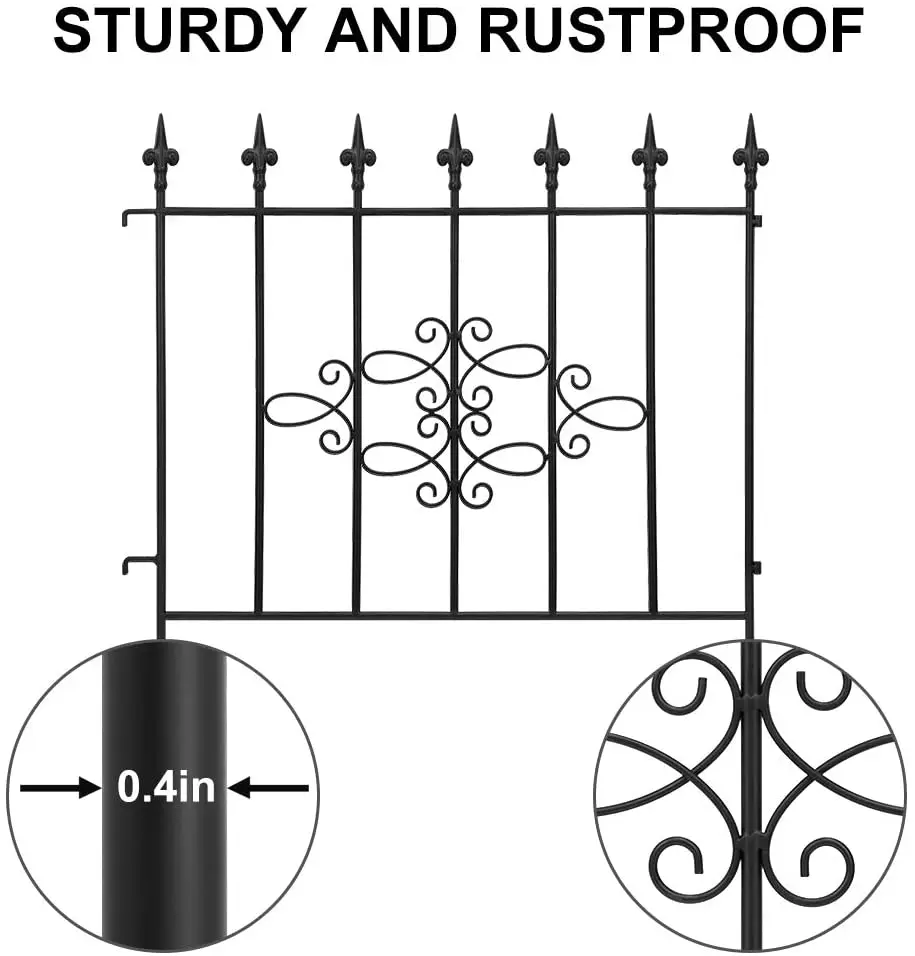 GARDEN & HOME Decorative Garden Fence  Outdoor Coated Rustproof Metal Panel Iron Folding Edge Wire Border Fence 2
