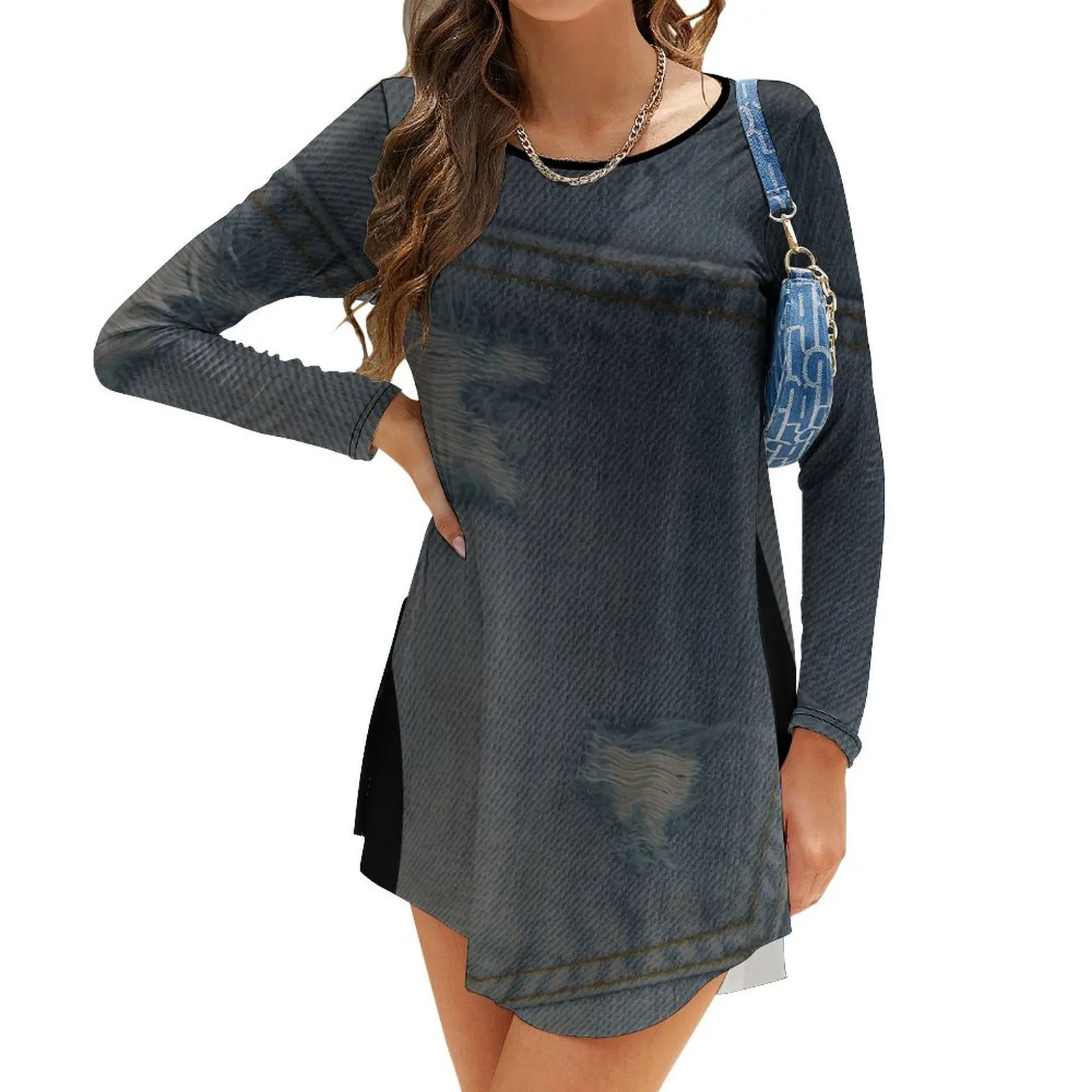 

I can't live without my denim - jeans print Long-Sleeve Dress summer woman dress 2024 summer dress woman 2024