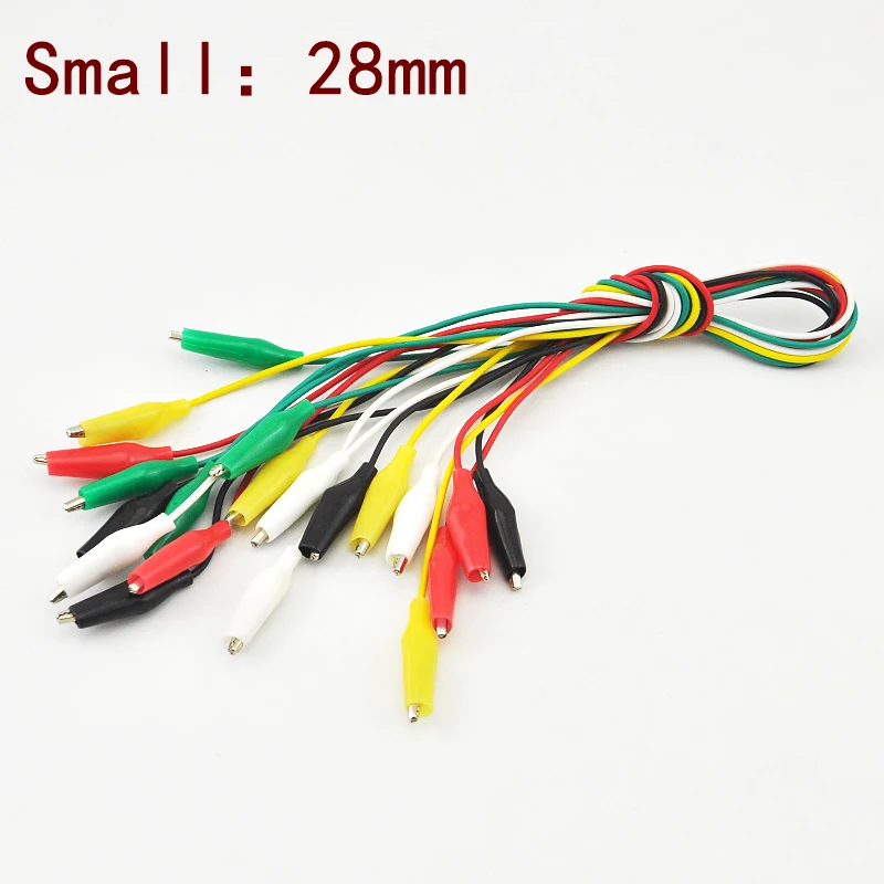 Alligator Clips 10pcs Colorful Electric DIY Small Battery Power Cord Sheath Double Head Test Clamp 28mm 35mm 45mm 50cm
