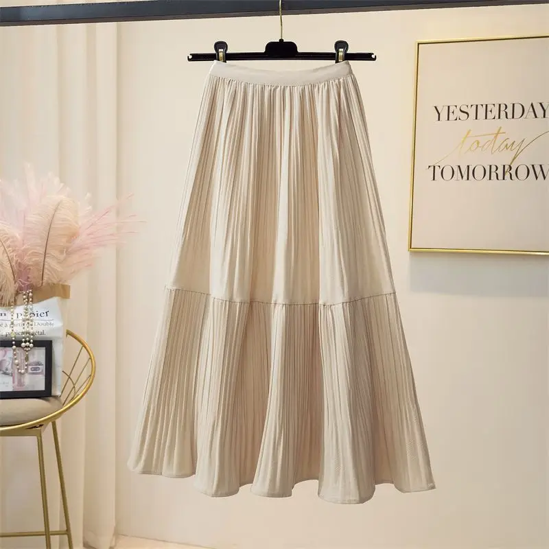 

Ankle Length Velvet Skirt for Women 2023 New Autumn Vintage Elegant Solid A Line High Waist Long Maxi Skirt Females C138
