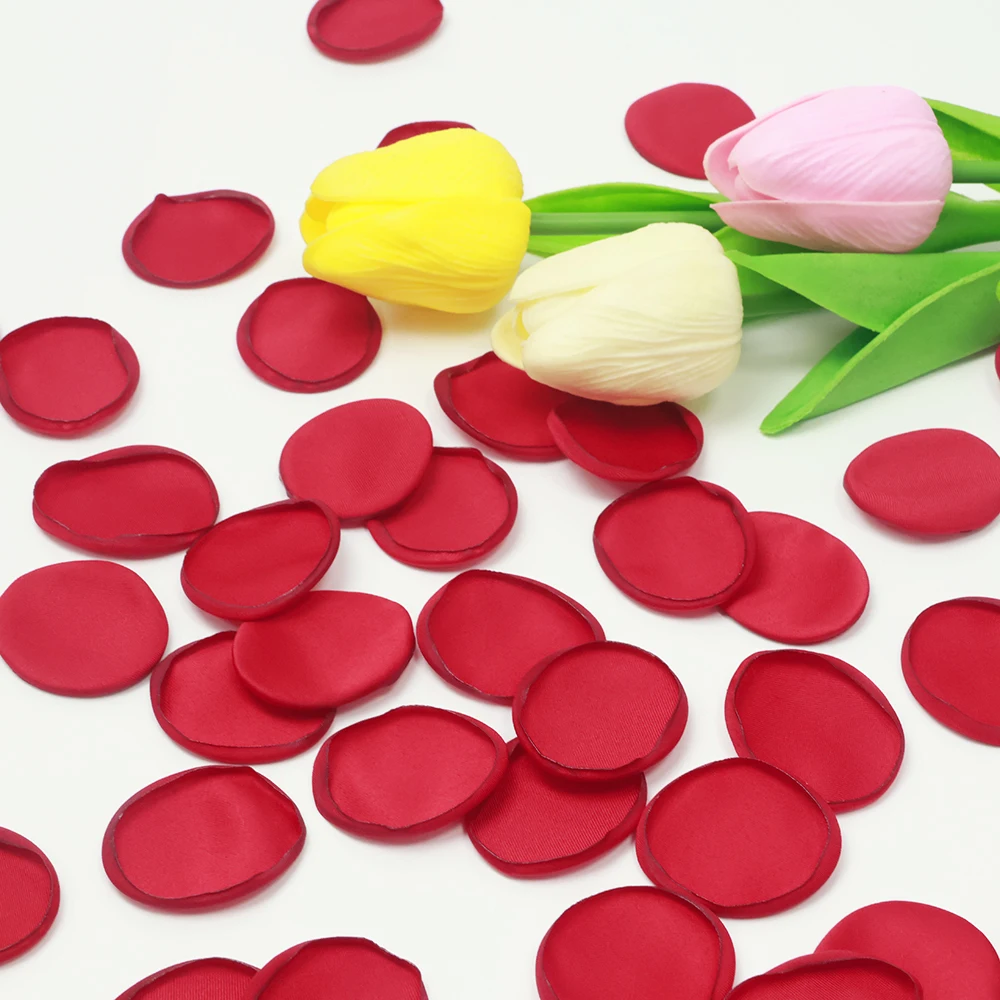 500pcs 부르고뉴 레드 로즈 꽃잎 웨딩 파티 홈 인테리어 인공 꽃 꽃잎 DIY..
