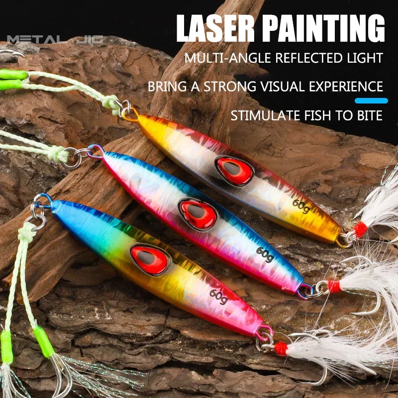 1Pcs Jigging Lures 40g 60g 80g Metal Jig Sinking Pitch Biomimetic Fish Iron Plate Bait Boat Fishing Sea Fishing Mackerel Tuna