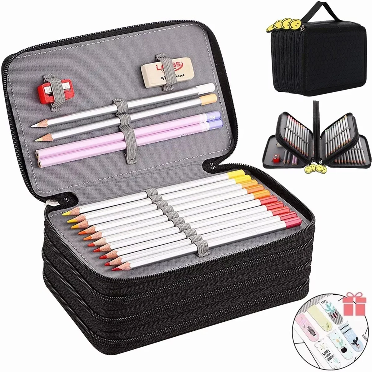 Four-layer pen bag 72 color pen curtain sketch brush color pencil bag painting art student porous stationery box pencil cases,stationery box