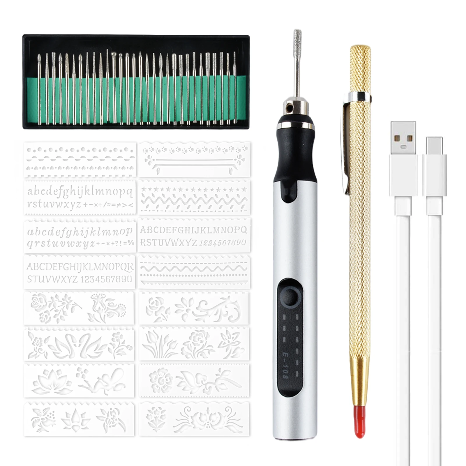 

Электрическая гравировочная ручка, набор гравировальной дрели «сделай сам» с 30 насадками, дрель с регулируемой скоростью для металла, стекла, церами, дерева, ювелирных изделий, шлифовальный лак