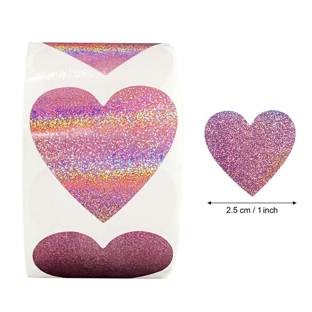 500pcs Glitter Heart Stickers For Envelopes Valentine's Day